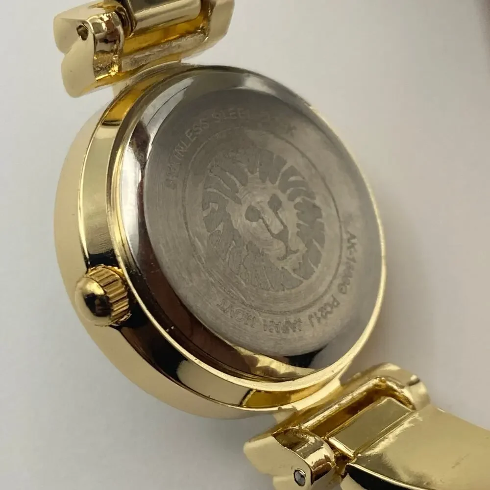 Ladies Anne Klein AK-1868GBST Gold Tone Crystal Bezel Watch and Bracelet NIB